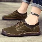 BIFINI Mens Suede Loafers Flats Sneaker Hand Stitching Outdoor Walking Daily Shoes