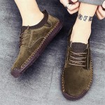 BIFINI Mens Suede Loafers Flats Sneaker Hand Stitching Outdoor Walking Daily Shoes