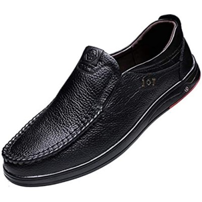 BIMUDUIYU Men's Loafers Stylish Genuine Leather Casual Driving Shoes Slip on