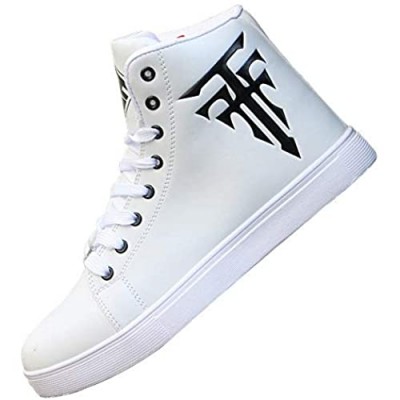 tazimall Mens Round Toe High Top Sneakers Casual Lace Up Skateboard Shoes