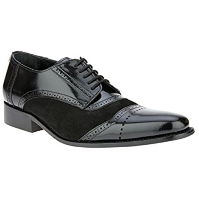 LIBERTYZENO Oxford Dress Shoes for Men Handmade Leather Suede Comfort Stitched Lace Up Formal Shoes