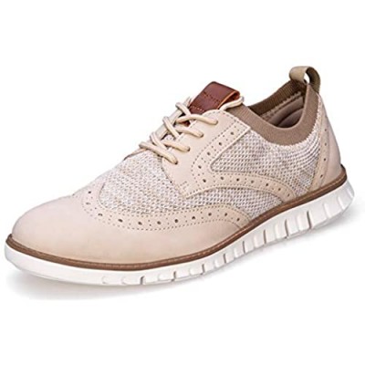 Men's Oxford Shoes Wingtip Lace up Fashion Sneaker Knit Leather Walking Shoe