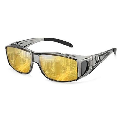 Dollger Night Driving Glasses for Men Women Wrap Around Anti Glare Polarized HD Yellow Night Vision Glasses