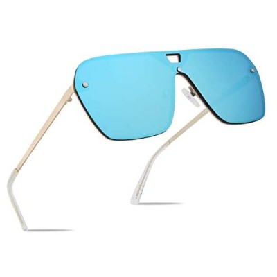 FaceWear Rimless Mirrored Sunglasses Oversized Women Men Fashion Sun Glasses Flat Top Square Style