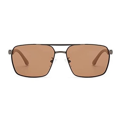 GLINDAR Classic Square Aviator Sunglasses for Men Polarized Lens Spring Hinge Metal Frame