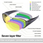 IGnaef Night-Vision Wrap Around Glasses Fit Over Anti-Glare HD Polarized Yellow Lens Night Glasses for Driving