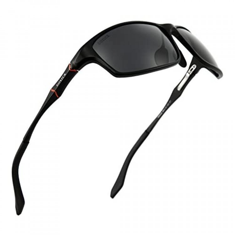 Mens Sunglasses Polarized Sports Sunglasses for Men Driving Sun Glasses Black Dark Lenses Large Glasses
