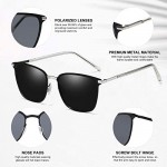 OuShiun Sunglasses for Men Polarized Square Metal Frame UV400 Protection