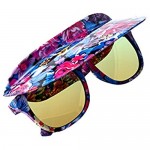 VisorShades Rave Party and Festival Visor Sunglasses with Foldable Visor (Floral Yellow)