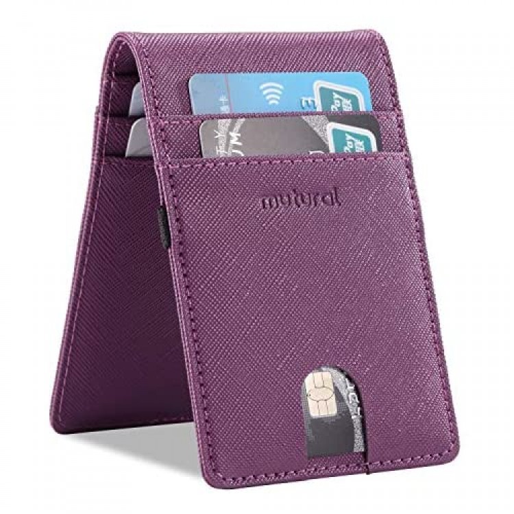 Bifold Slim Wallet-Mutural Minimalist Leather Front Pocket Card Cases Wallets with RFID Blocking for Men Women