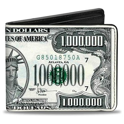 Buckle-Down mens Buckle-down Pu Bifold - 1 Million Dollar Bill Bi Fold Wallet Multicolor 4.0 x 3.5 US