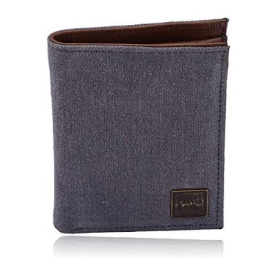CANVAS & AWL Canvas Wallet for Men | Rfid Blocking Slim Trifold Top Grain Leather Trim Wallets with 10 Card Slots - Fits Perfectly in Your Pocket