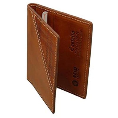 Castello Premium Italian Vacchetta Leather Front Pocket Wallet w/ RFID Chip Security