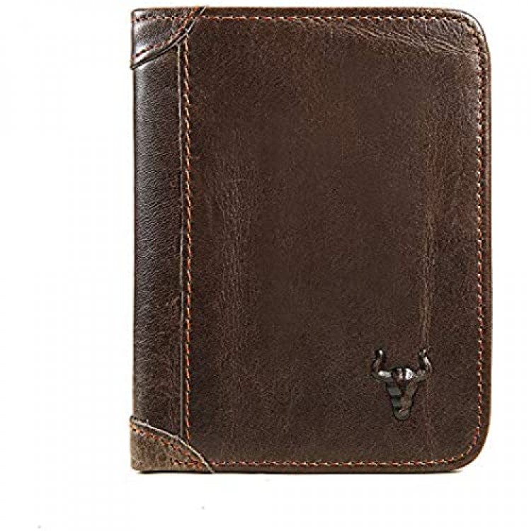Front Pocket Wallets For Men RFID Blocking Mens Wallet Slim - Leather Bifold Credit Card Wallet With ID Window