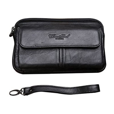 Genda 2Archer Mens Leather Small Clutch Wallet Purse with Wrist Strap