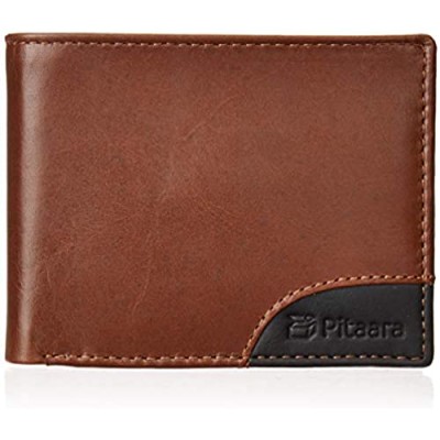Genuine Leather Hand Crafted Bifold Wallet with RFID Blocking For Men (Brown)