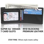 Genuine Leather Slim Bifold Wallet RFID Blocking Front Pocket Wallets For Men Minimalist Thin 7 Cards Holder Gift Box Black