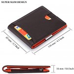 HAWEE Bifold Wallet RFID Blocking with Money Clip for Men Zippered Coin Pocket Genuine Leather Coffee