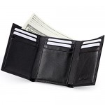 HISCOW Trifold Wallet Black with 9 Credit Card Slots - Italian Calfskin