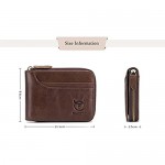 Leather Wallet Zipper Men Wallet Mens RFID Antimagnetic Genuine Leather 11 Card Slots Wallet Coin Purse Wallet Credit Card Holder (Brown)