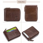 Leather Wallet Zipper Men Wallet Mens RFID Antimagnetic Genuine Leather 11 Card Slots Wallet Coin Purse Wallet Credit Card Holder (Brown)