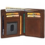 Leather Wallets for Men RFID Blocking Front Pocket Bifold Travel Wallet (Hunter Brown)