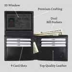 Men's Leather Bifold Wallet | RFID Blocking Stylish Wallets for Men | 1 ID Window | Mens Wallet (Black)