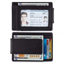 NKPT Premium Leather Magnetic Money Clip Card Wallet For Men RFID Mens Wallet