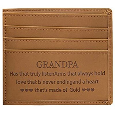 Personalized Customized Wallet Genuine Leather Wallet for Grandpa Handmade Custom Engraved Wallet for Birthday Anniversary or Christmas