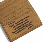 Personalized Engraved Leather Wallet for Son from Mom Mother - Birthday Christmas Graduation Wedding - I Love You - Unique Men Custom Bifold Purse for Him with Romantic Message