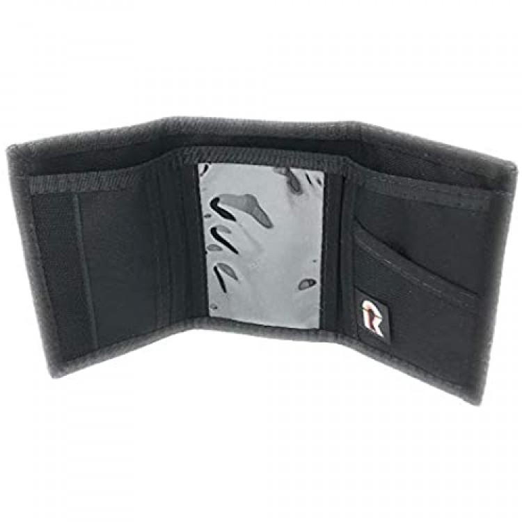 RFID Trifold Basic Nylon Hook & Loop Wallet. USA Made by Rainbow of California (Black)