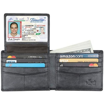 Wallet for Men-Genuine Leather RFID Blocking Bifold Stylish Wallet With 2 ID Window (Blue-Galaxy)