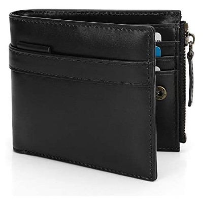 Wallets for Men-Genuine Leather RFID Blocking Slim Bifold Front Pocket with ID Window
