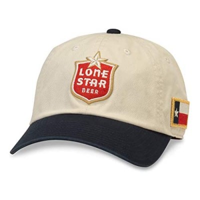 AMERICAN NEEDLE United Slouch Lone Star Beer Baseball Dad Buckle Strap Hat (PBC-1909B-INVY) Ivory/Navy