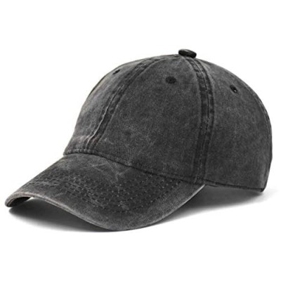 AOSMI Embroidery Vintage Washed Denim Low Profile Cotton Plain Baseball Cap Hat for Men & Women (M/L/XL)