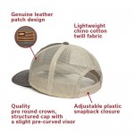 Bass Fishing American Flag Genuine Leather Patch Mesh Back Trucker Hat - Adjustable Snapback Baseball Cap for Men & Women