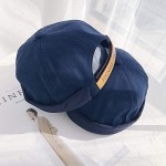Croogo Unisex Visor-Less Cap Cotton Denim Brimless Docker Cap Rolled Cuff Harbour Hat Summer Baseball Cap