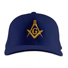 Gold Square & Compass Embroidered Masonic Flexfit Adult Cool & Dry Sport Hat
