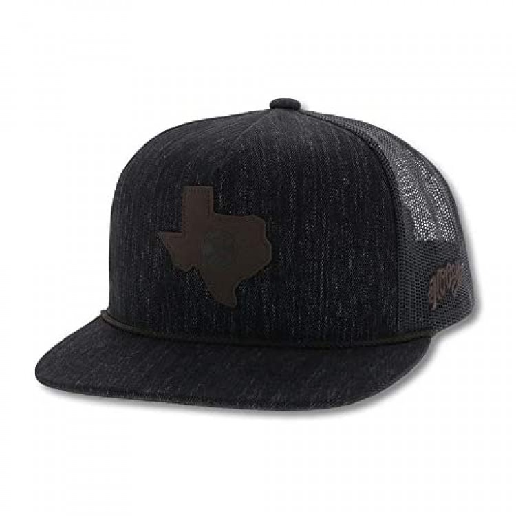 HOOEY Men’s “Tejas” Black Adjustable Hat with Leather Texas Patch