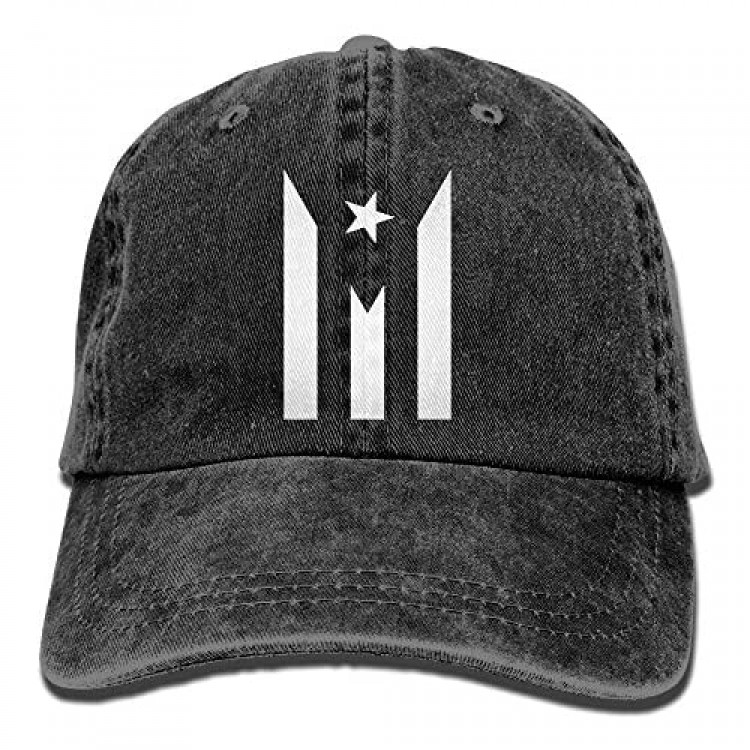 Men Women Puerto Rico Resiste Boricua Flag Se Levanta Denim Fabric Baseball Hat Adjustable Trucker Cap Black