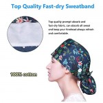 PCGAGA Working Cap with Button Long Hair Adjustable Working Hat Sweatband Cotton Ponytail Holder Tie Back Hats for Women