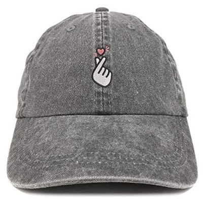 Top Level Apparel I Love You Kpop Heart Logo Embroidered Low Profile Unstructured Pigment Dyed Baseball Dad Hat