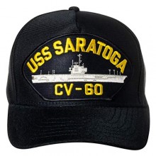 United States Navy USS Saratoga CV-60 Supercarrier Ship Emblem Patch Hat Navy Blue Baseball Cap