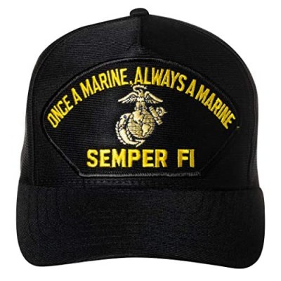 United States Once A Marine Always A Marine Semper Fi Emblem Patch Hat Black Baseball Cap