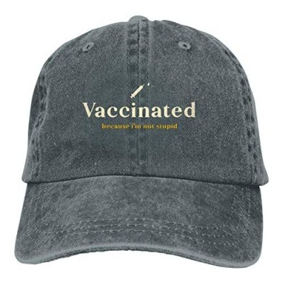 Vaccinated Because I'm not Stupid Adjustable Vintage Washed Denim Cotton Dad Hat Baseball Caps Outdoor Sun Hat