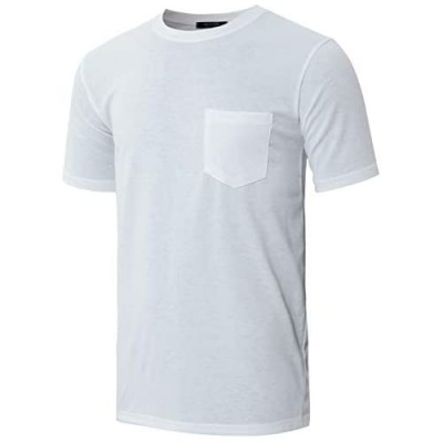GIVON Mens Slim Fit Casual Short Sleeve Lightweight Crew Neck Chest Pocket T-Shirt