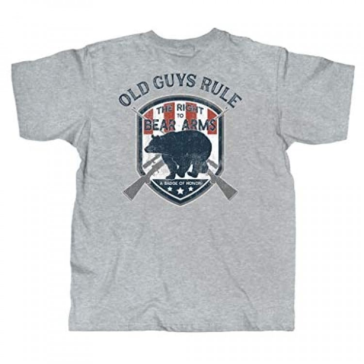 OLD GUYS RULE T Shirt for Men | Bear Arms | Sport Grey