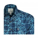 Artisan Outfitters Mens Clear Water Batik Cotton Shirt (XLT Turquoise) A0214-69-XLT