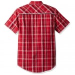 ELY CATTLEMAN Men's Short Sleeve Textured Plaid Shirt with Accent Stitch