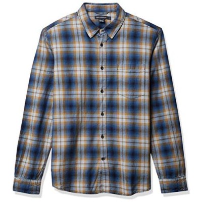 French Connection Men's Long Sleeve Flannel Stripe Button Down Shirt